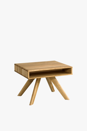 Massiver Eichen-Couchtisch quadratisch mit Stauraum 70x70 cm